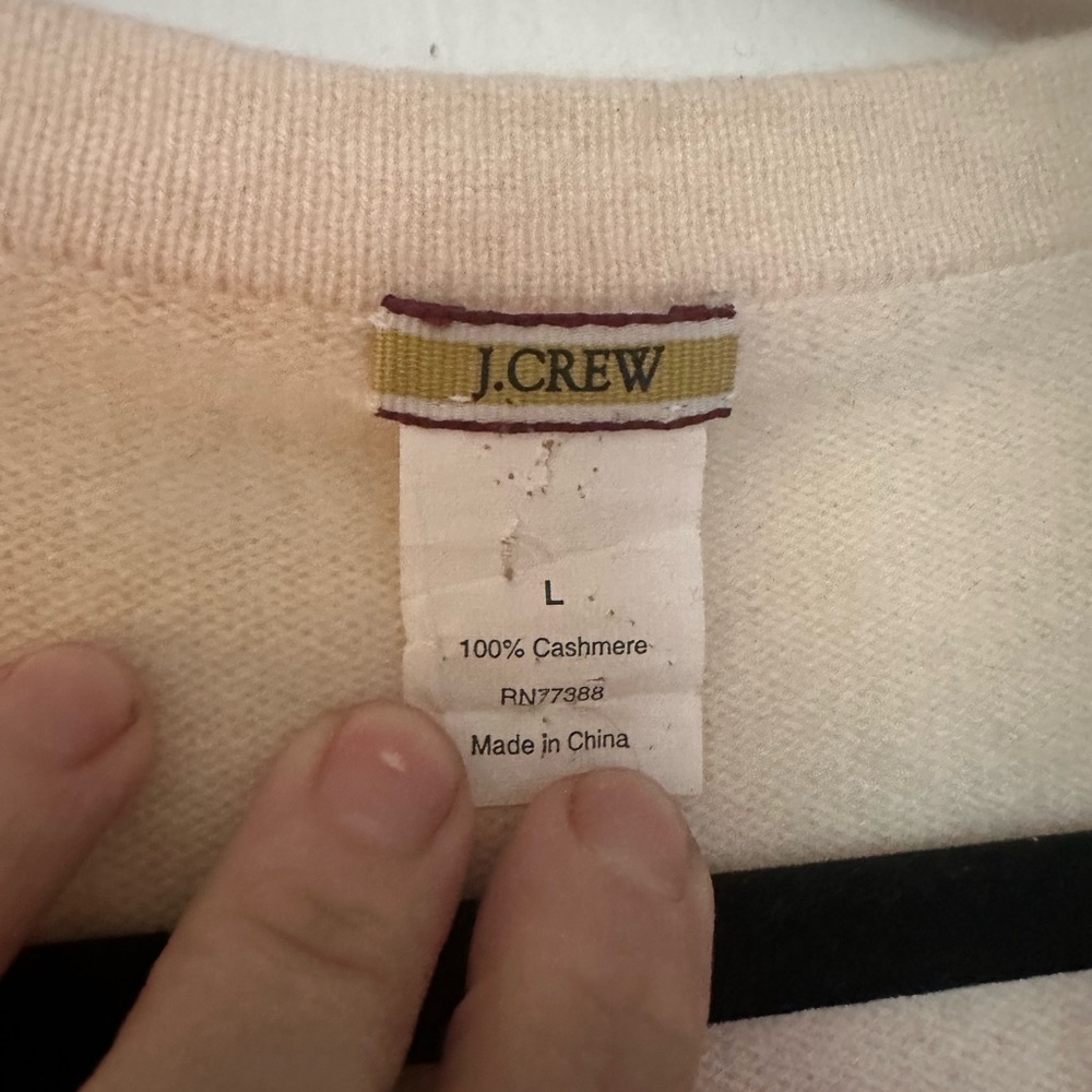J. Crew Cream V-Neck Lightweight Cashmere Sweater - Picture 2 of 6